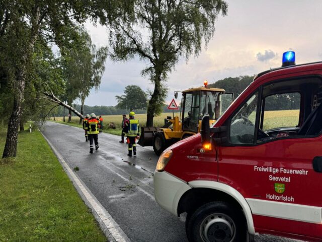 Die Feuerwehr sperrt die Steller Straße. Foto: Hamann